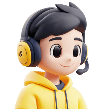 A cheerful young boy wearing headphones and a yellow hoodie, ready for online gaming. png