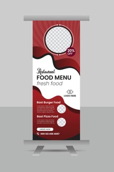 Restaurant business roll-up banner design. Creative modern design. vector