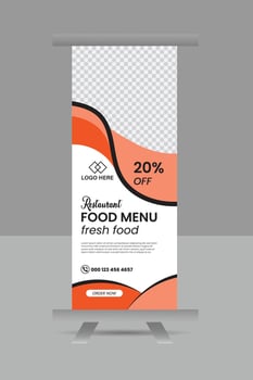 Restaurant business roll-up banner design. Creative modern design. vector