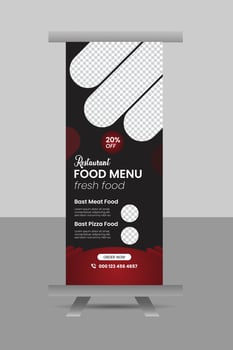 Creative modern unique template design and marketing restaurant roll-up banner vector