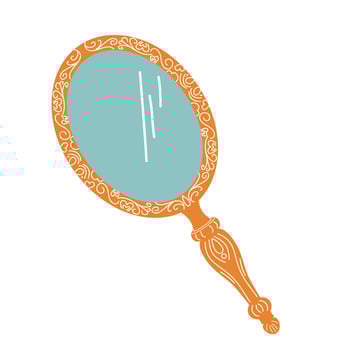 A hand-held retro mirror. Vintage mirror in vintage style. vector