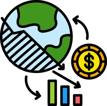 Economic Crisis Line Filled Icon vector