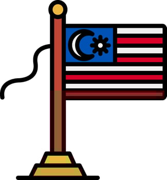 Malaysia Flag Line Filled Icon vector