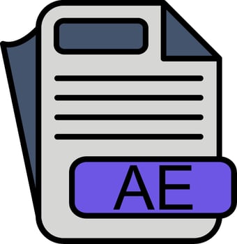 AE File Format Line Filled Icon vector