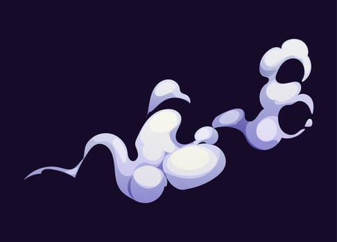 Cartoon white smoke cloud drifts effortlessly vector