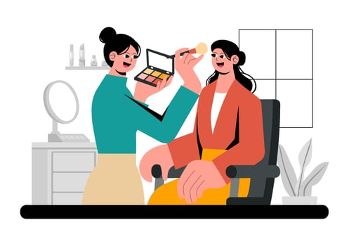 Professional Makeup and Beauty Salon Illustration in Flat Cartoon Style vector
