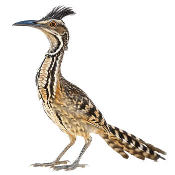 Roadrunner bird front view full body isolate on transparent background png