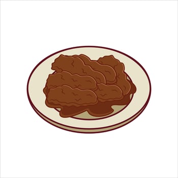 rendang traditional food illustration vector