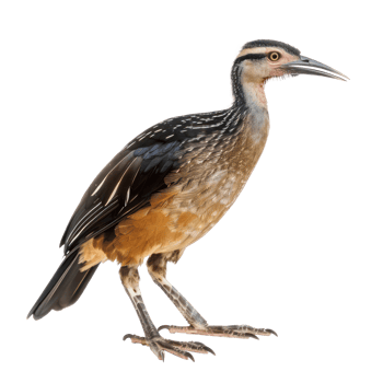 Rail bird front view full body isolate on transparent background png