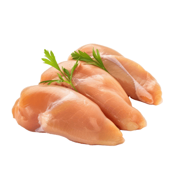 three raw chicken breasts on a transparent background png