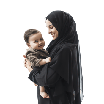 mother and child in black on transparent backgroun png