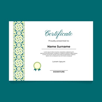 Certificate Template Design with Oriental Ornament on Left Side vector