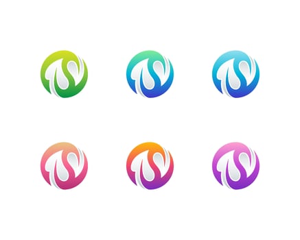 Set of circle leaf logo variations vector