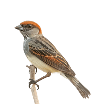 Passerine side view full body isolate on white background, png