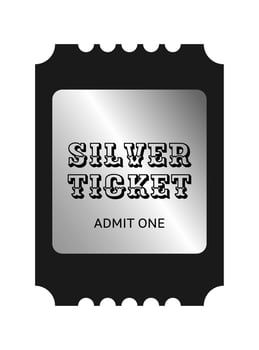 Vertical silver ticket template design. Cinema, theater, casino, concert, opera, ballet, performance chrome blank. Metal gradient coupon. illustration on white background vector