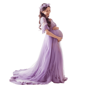 pregnant woman in purple dress on transparent background png