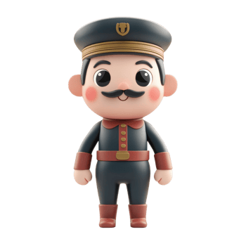 Cartoon-Style 3D Toy Soldier Figure with Oversized Uniform, Isolated on Transparent Background png