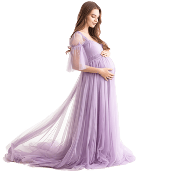 pregnant woman in purple dress isolate on transparent background png