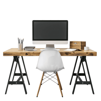 Desk side view full body isolate on transparent background png