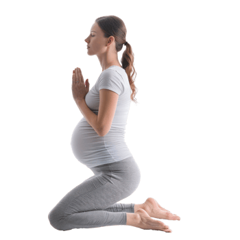 pregnant woman doing yoga on a transparent background png