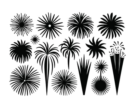 Elegant Starburst Fireworks Silhouette Template vector