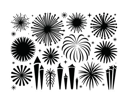 Fireworks Explosion Silhouettes Template vector