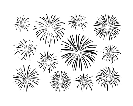 Elegant Fireworks Silhouette Collection Template vector