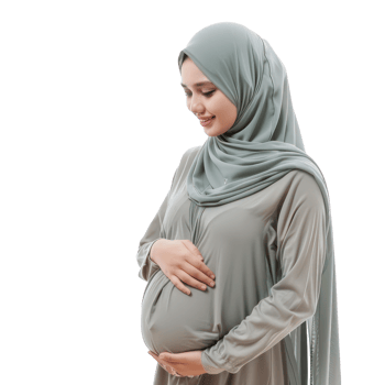 pregnant woman in hijab on transparent background png