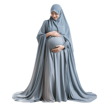 a pregnant woman in a blue hijab png