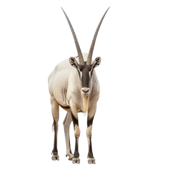an antelope with long horns standing on a transparent background png