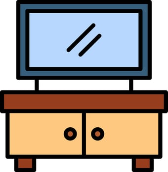 Tv Stand Line Filled Icon vector