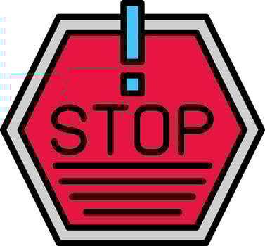 Stop Line Filled Icon vector