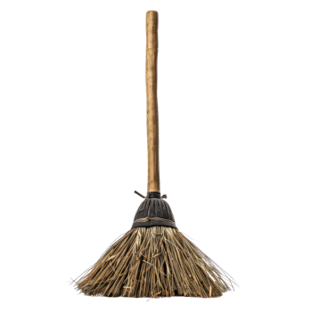 Broom front view full length isolate on transparent background, png