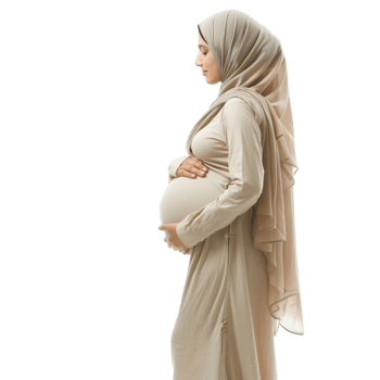 muslim pregnant woman stading on transparent background png