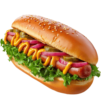 Tasty Hot Dog Clipart Transparent Background for Menu Templates png