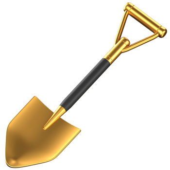 3d icon of a black and gold shovel png