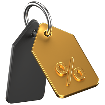 3d icon of a black and gold discount or price tag png