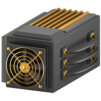 3d icon of a black crypto miner with gold details png