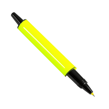 Bright Yellow Highlighter Pen for Notetaking and Highlighting Text on Transparent Background png