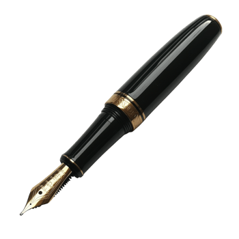 Elegant Black Fountain Pen on White Background on Transparent Background png
