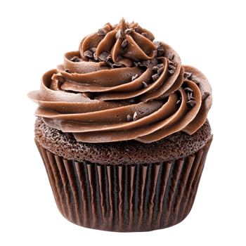 Single Chocolate Cupcake with Frosting for Dessert Presentation on Transparent Background png