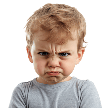 Angry Toddler Boy Expressing Frustration on a White Background on Transparent Background png