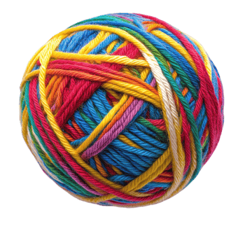 Colorful Ball of Yarn for Crafting Projects on Transparent Background png
