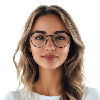 Engaging Female Teacher with Eyeglasses in Classroom Setting on Transparent Background png
