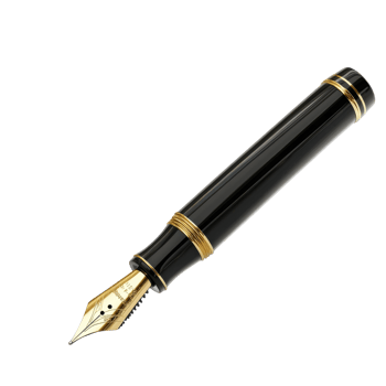 Classic Black Fountain Pen Isolated on White Background for Writing and Calligraphy on Transparent Background png