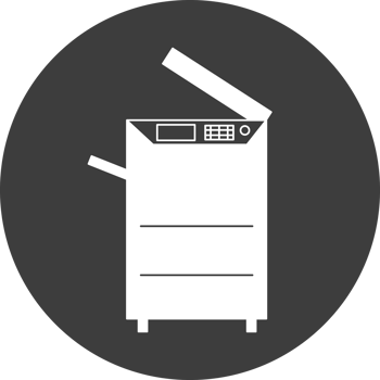 photocopier icon in black circle png