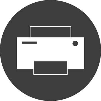 printer icon in black circle png