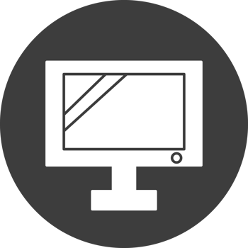 monitor icon in black circle png