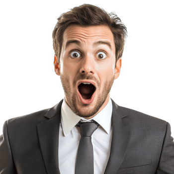 Excited Businessman with a Surprised Expression Perfect for Marketing and Business Presentations on Transparent Background png