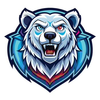 the polar bear mascot head with red eyes vector